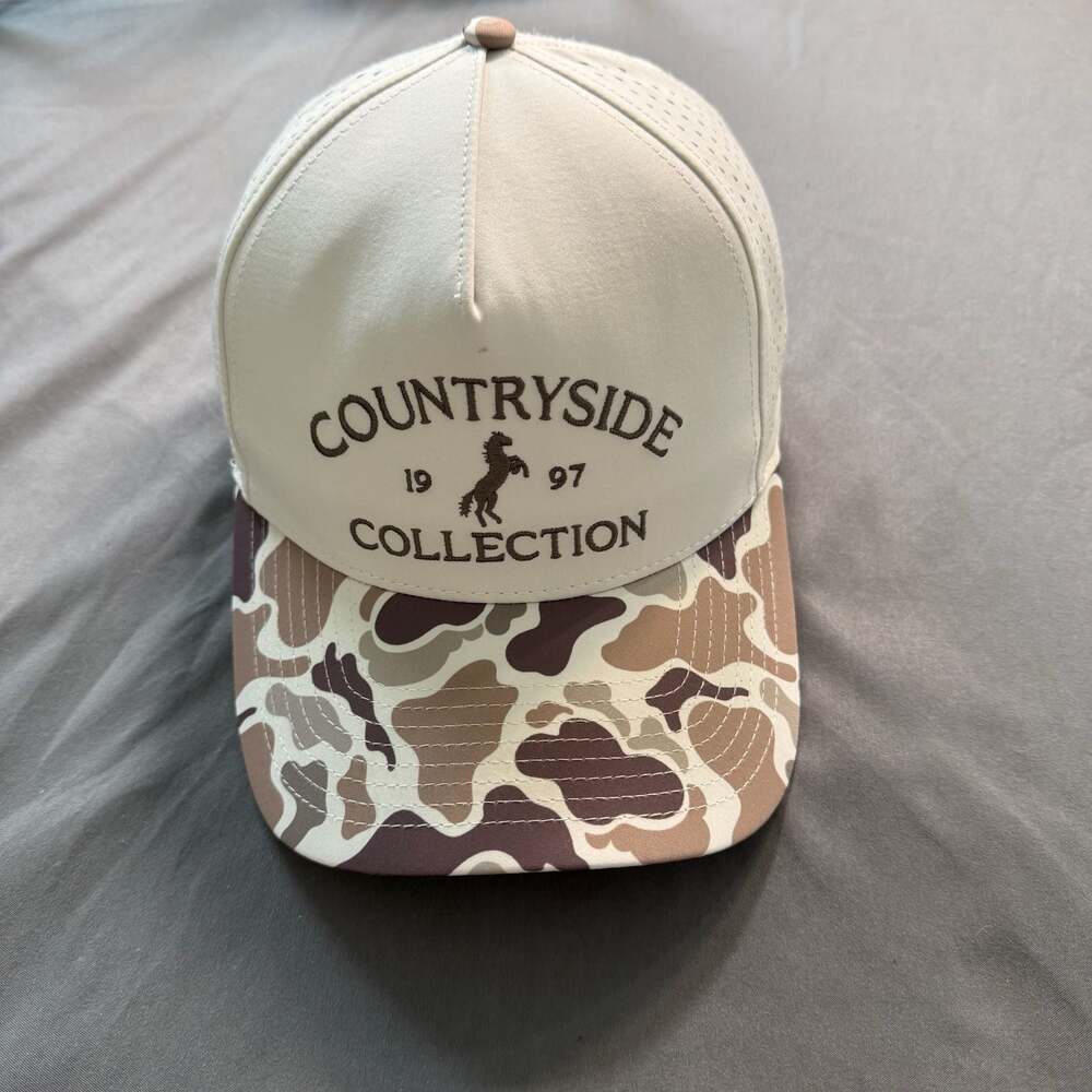 Citrusy Countryside Collection Camo Snapback Hat Cap Cream